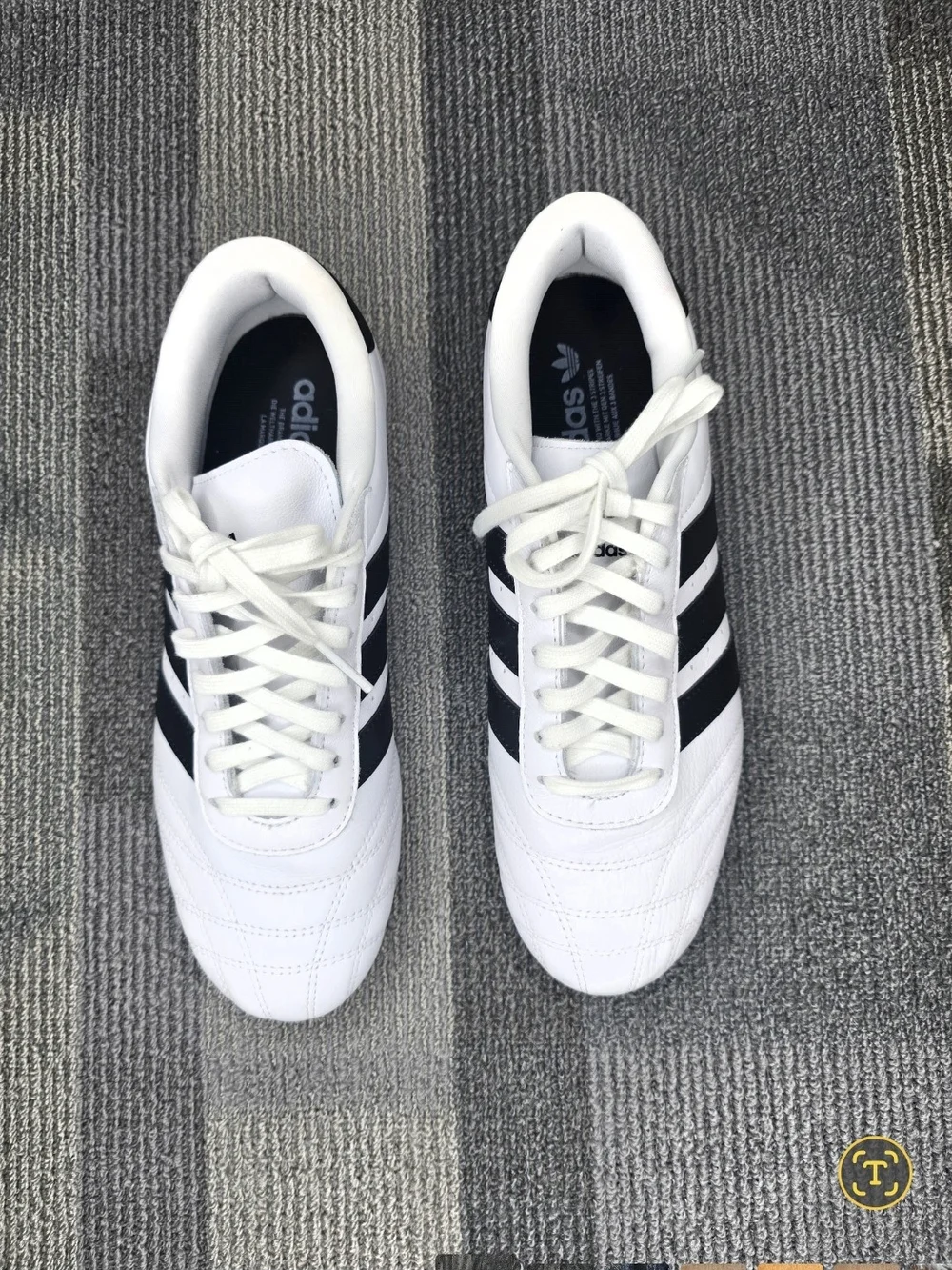 adidas Unisex Taekwondo White Leather Sneakers with Black Three Stripes